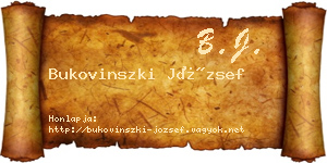 Bukovinszki József névjegykártya